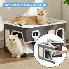 ZOMISIA cat house with sisal scratching board promotes claw care