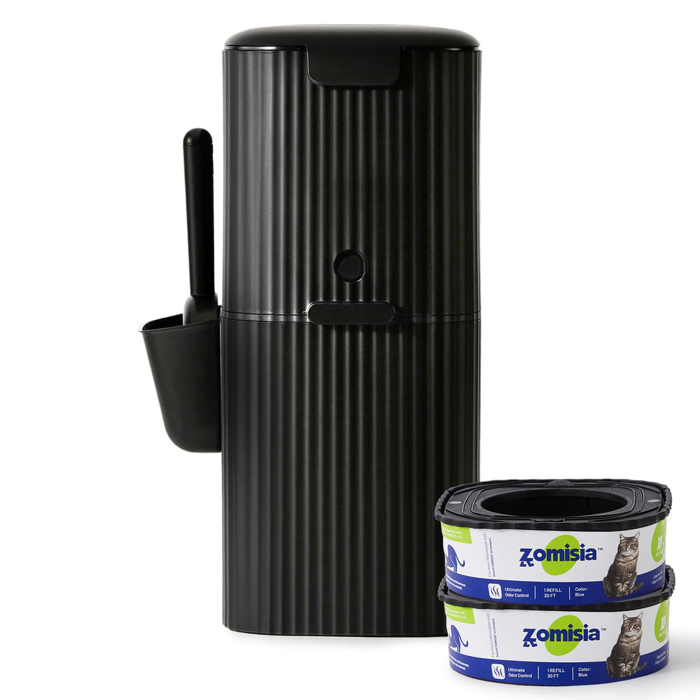 ZOMISIA cat litter disposal bin with open lid for quick scooping and waste transfer.