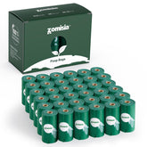 ZOMISIA compostable dog poop bags with dispenser clip for easy on-the-go cleanup.
