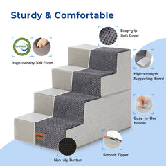 ZOMISIA dog stairs 35d foam highlight supportive cushioning for pet climbs