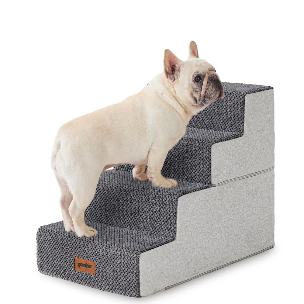 ZOMISIA dog stairs 4-step gray helps pets reach sofas safely
