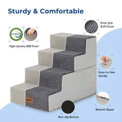 ZOMISIA dog stairs plush cover provides comfortable paw traction