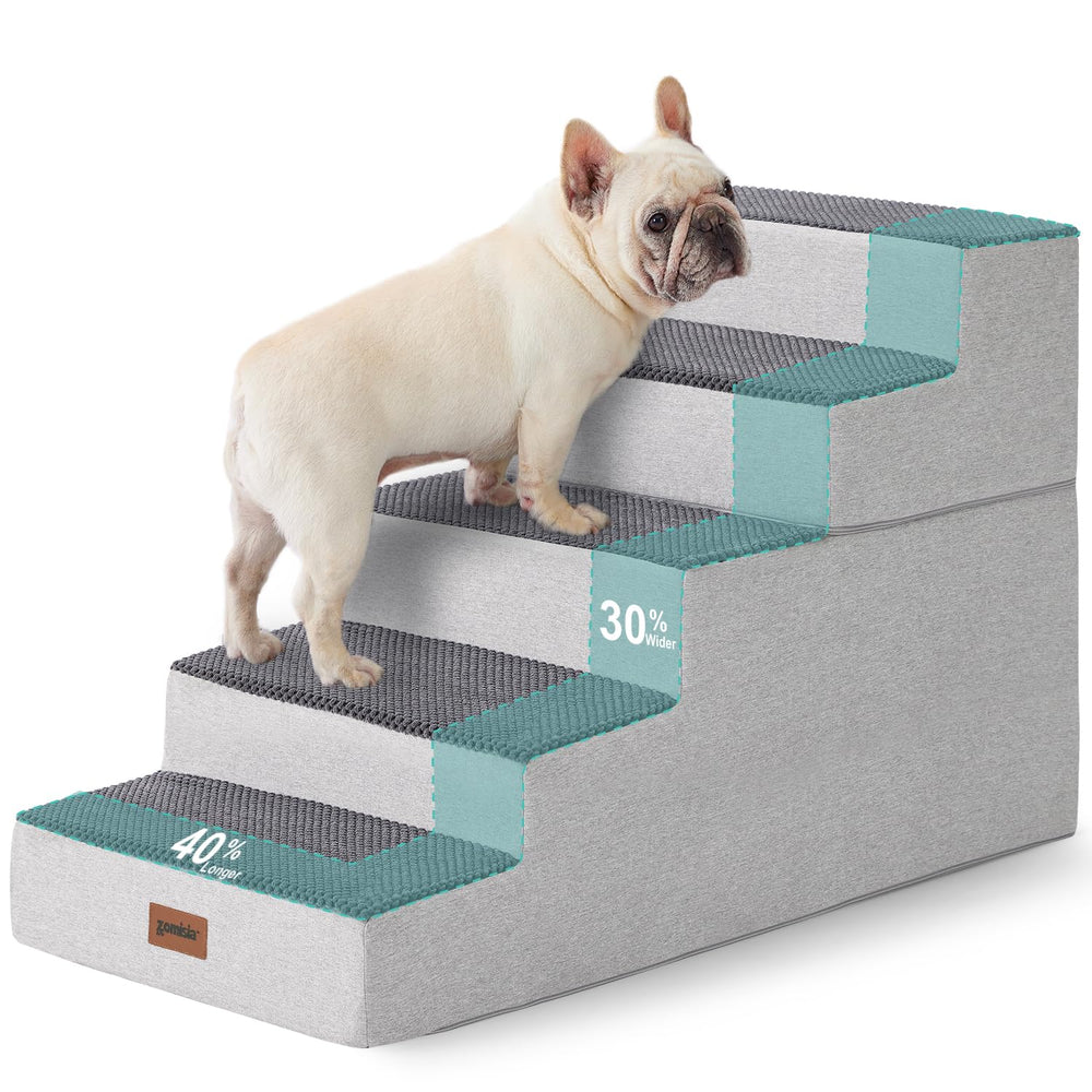 ZOMISIA dog steps 5-step-wide-foam helps large dogs reach high beds safely