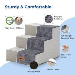 ZOMISIA foam-core dog steps show sturdy support and stability