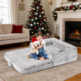 ZOMISIA human dog bed angled shot shows spacious nap space for kids and pets.