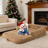 ZOMISIA 2-in-1 XL dog bed folded side view shows spacious family lounging potential