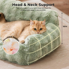 ZOMISIA Orthopedic Cat Couch Bed closeup of egg-crate core for support.
