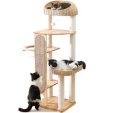 Zonoria Zephyria 59in cat tree side view shows tall exploration space and lounging