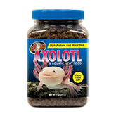 Zoo Med Axolotl & Aquatic Newt Food bottle label highlights high-protein formula