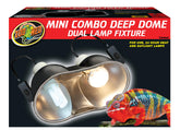 Zoo Med Combo Mini Deep Dome Clamp Lamp with dual domes for versatile reptile lighting.