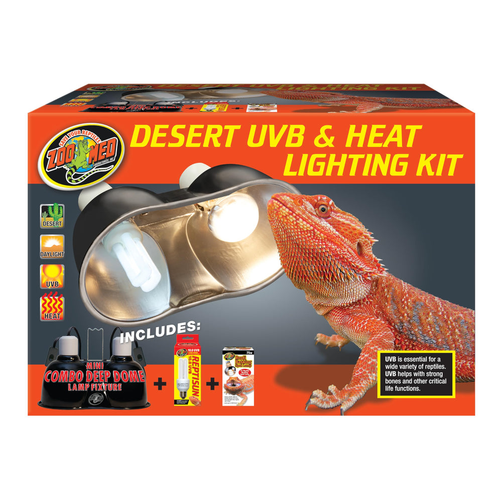 Zoo Med Desert UVB kit mini combo deep dome for precise basking in small terrariums