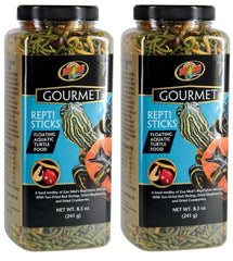 Zoo Med Gourmet ReptiSticks floating turtle food for easy feeding and natural foraging.