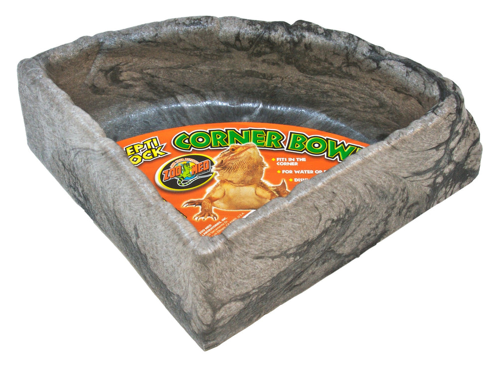 Zoo Med KB-40 Reptile Rock Corner Water Dish Large provides easy soaking and hydration in corners.