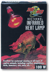 Zoo Med 100W infrared heat lamp in-use in terrarium delivering continuous warmth