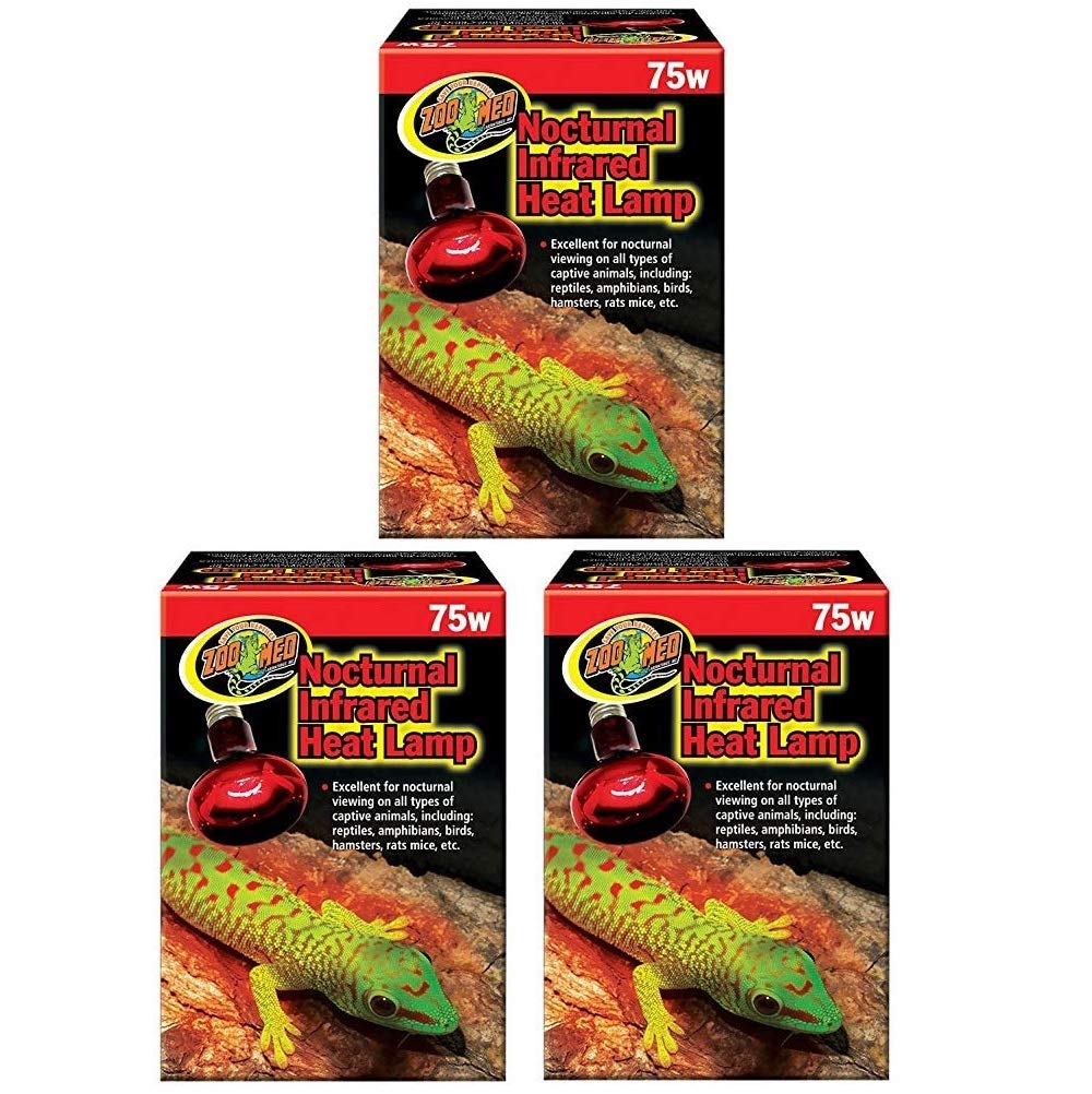 Zoo Med nocturnal infrared heat lamp 75w pack of 3 for nighttime terrarium heating