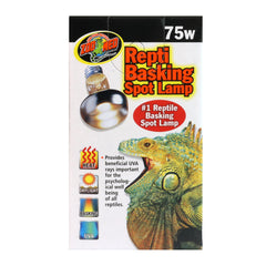 Zoo Med Repti Basking Lamps 75W pack mounted in canopy for focused heat.