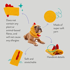 Zoo Snoods knit-chicken-dog-ear-wrap provides ear protection during windy walks