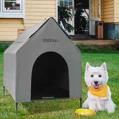 Zooba 29-inch 2-in-1 dog house offers versatile indoor-outdoor shelter for medium dogs.