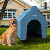 Zooba 36in large dog house exterior blue weatherproof shelter for outdoors
