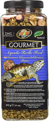 Zoo Med Gourmet Aquatic Turtle Food 2-pack front view for easy feeding.