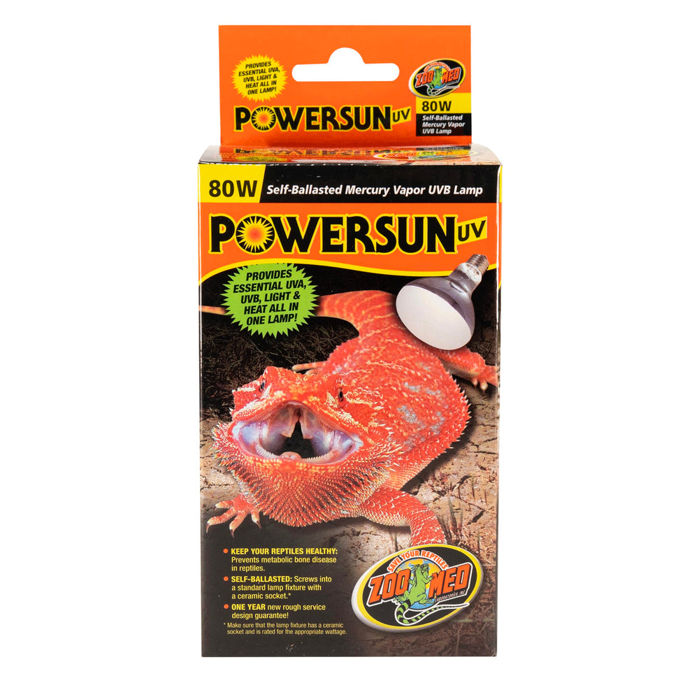 Zoo Med PowerSun UV Bulb 80W front view for UVA/UVB and heat