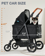 Zoosky dog stroller adjustable handle height for users of all ages.