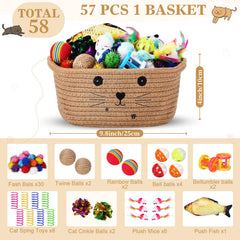 Zopeal cat storage basket khaki close-up shows organized toy storage