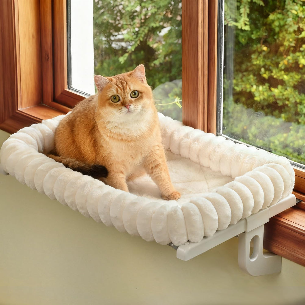 Zoratoo Cloud-Cuddle window perch with 4-sided bolster for plush sunlit lounging.