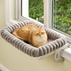 Zoratoo Cloud-Cuddle window perch frame offers sturdy metal support for safe lounging.
