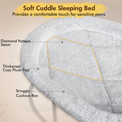 Zoratoo Plush Cuddle Rim Bed highlights soft touch and head cushioning for cozy naps.