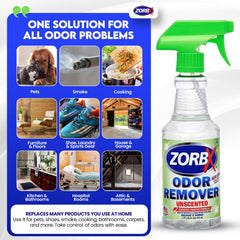 ZORBX Unscented Odor Eliminator pack 2 bottles ideal for home and travel.