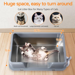 ZOZOO stainless steel litter box with side entrance for easy access