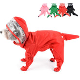 Zunea raincoat hood red dog back view for all-weather protection and visibility.