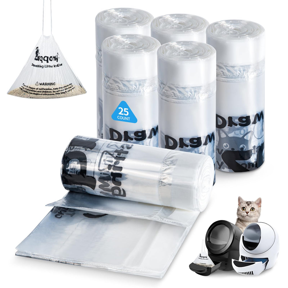 Zuqqony 150 count drawstring litter bags ready for automatic boxes for tidy disposal