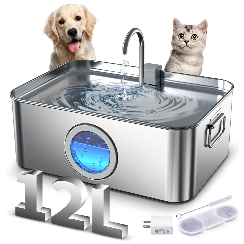 Zuqqony dog water fountain 12l capacity highlights multi-pet hydration.