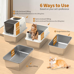 Zuqqony sifting litter box dual-channel design with adjustable entry for cat habits.