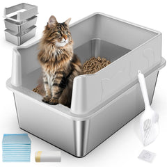 Zuqqony stainless steel litter box lid view shows privacy and spill prevention for busy homes.