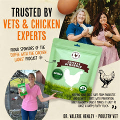 ZURPRISE dewormer powder packaging highlights natural, chemical-free poultry health support.