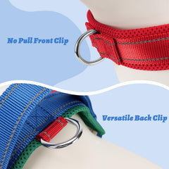 ZUVANO soft red dog harness front-chest D-ring view demonstrates no-pull control