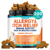 ZZTRMY cat allergy relief chews chicken flavor pack boosts immune support.