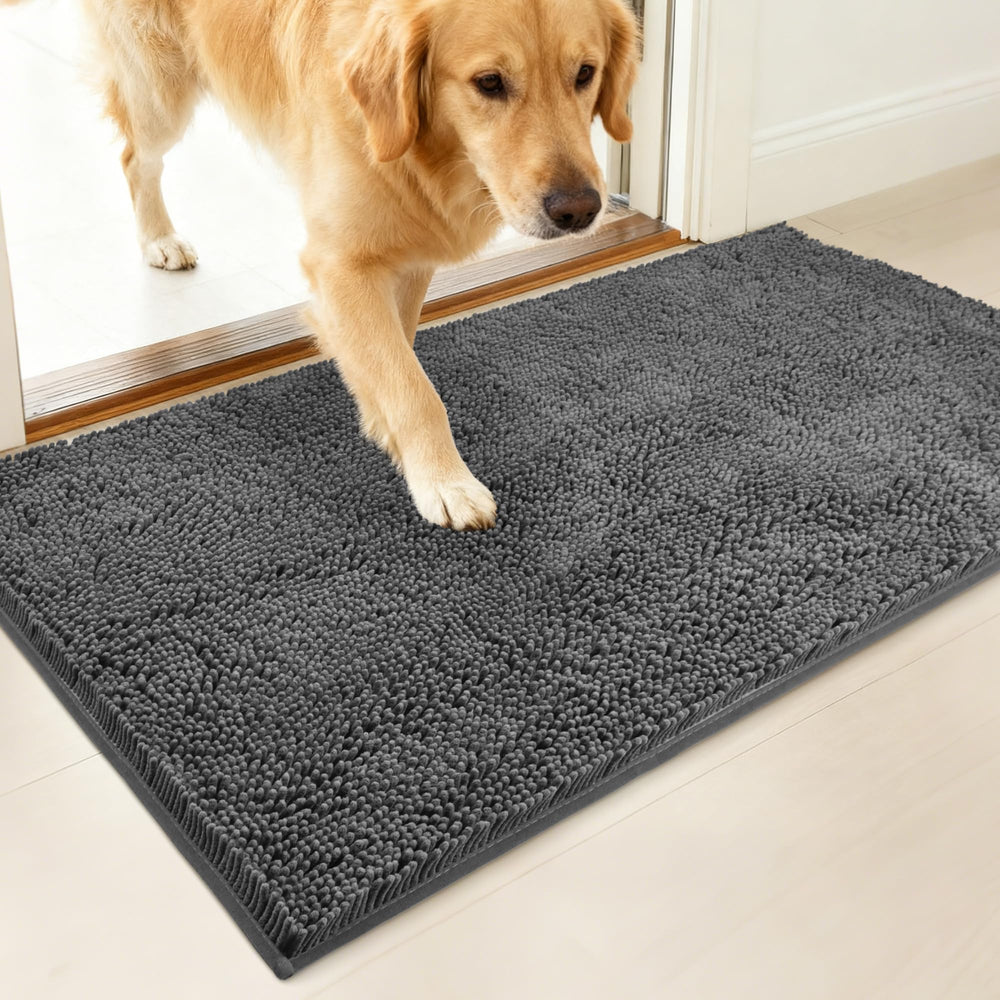 100pointONE dog door mat absorbent-dirt-moisture traps mud to protect floors.