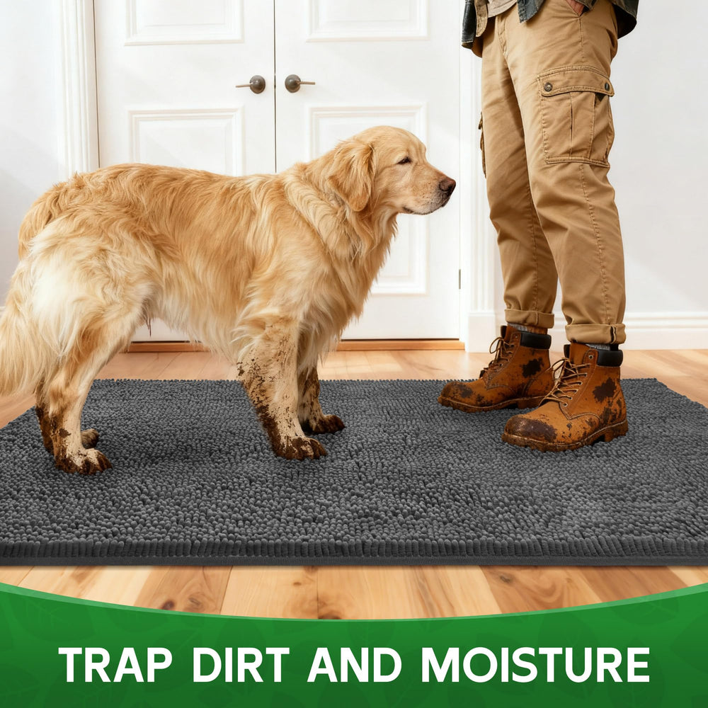 100pointONE dog door mat soft-chenille texture adds home comfort.