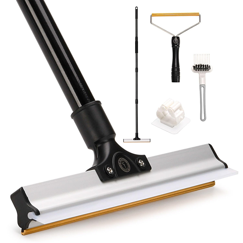10 TO 6 PICKS versatile pet hair removal broom for furniture and surfaces.
