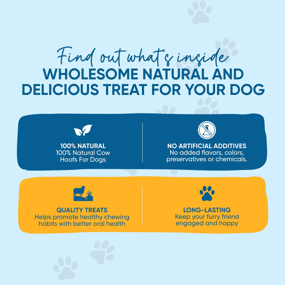 123 Treats grass-fed cattle hooves image: natural dog treat with minimal odor.