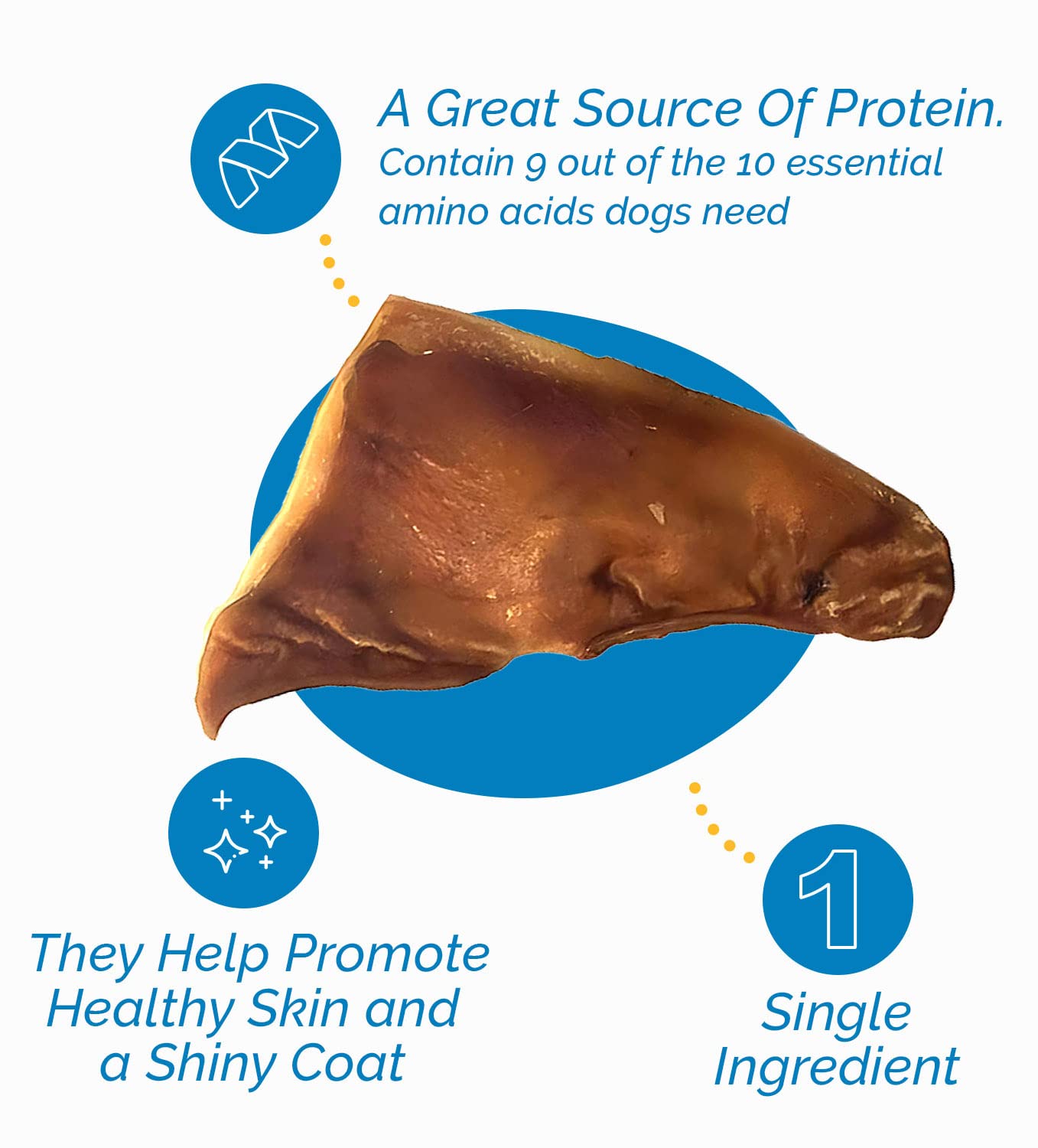 123 Treats pig ears ingredients natural label closeup indicating quality sourcing.