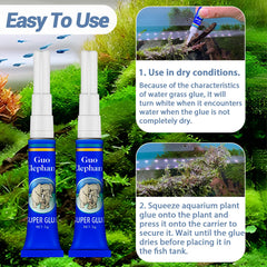 1DFAUL Aquarium Glue underwater-curing captures complete setting after submersion.