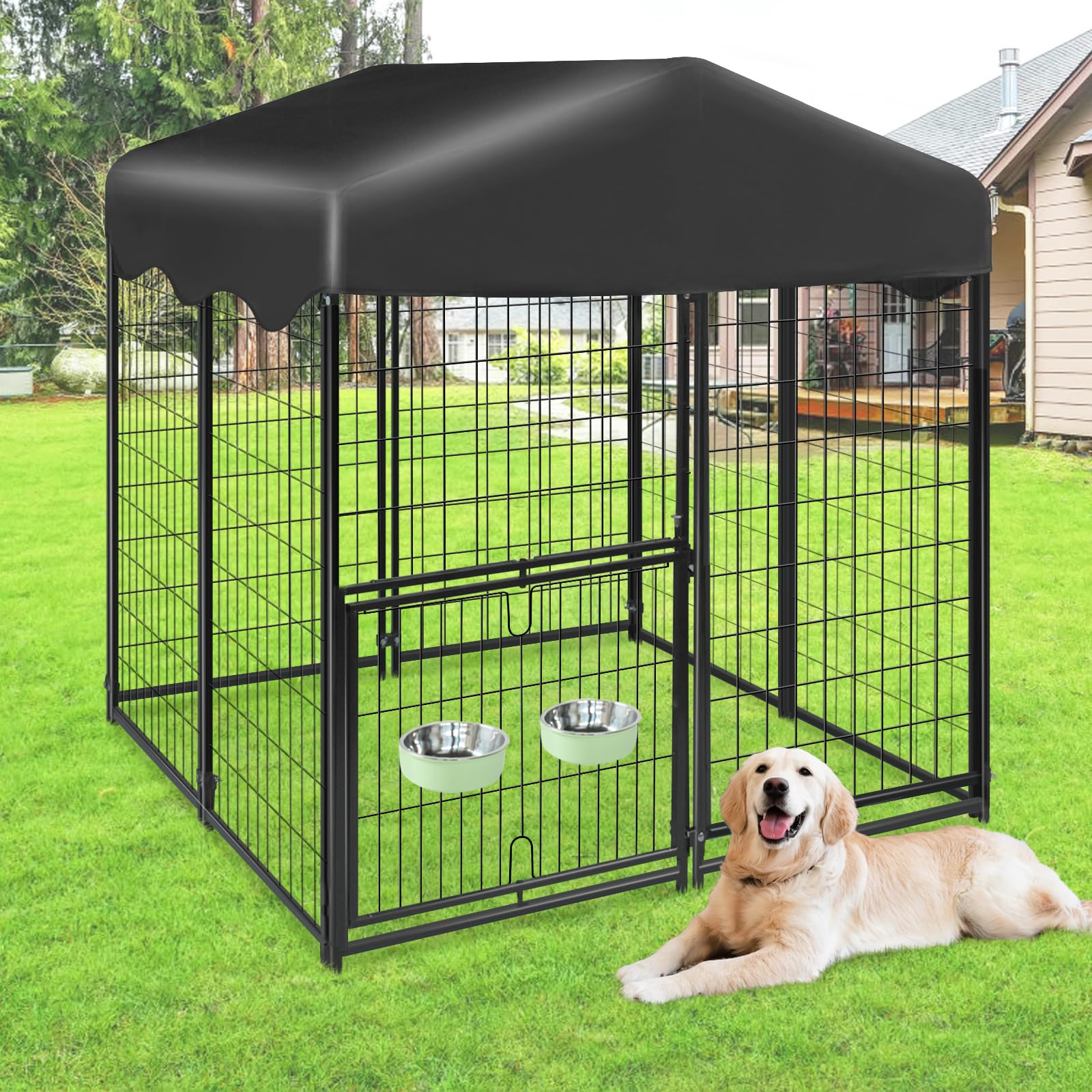 1R2P3I dog kennel outdoor roof assembly highlights easy setup and secure shelter