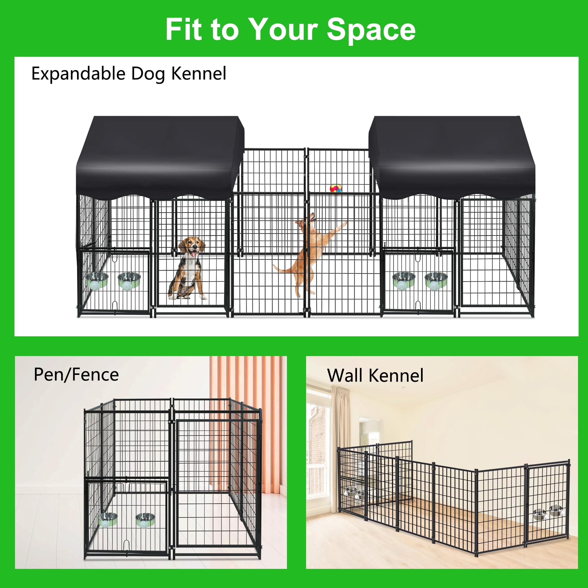 1R2P3I easy install outdoor kennel with expandable layout for custom configurations