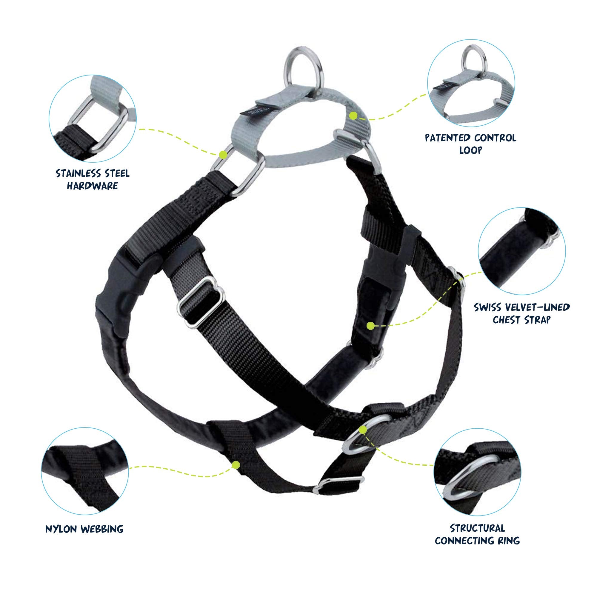2 Hounds Design Freedom No Pull harness adjustment-points ensure a perfect fit