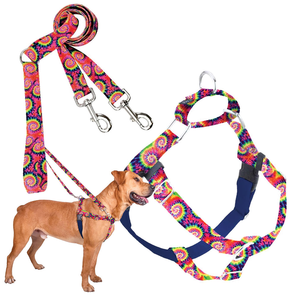2 Hounds Design Freedom No-Pull Harness tie-dye reduces pulling for calmer walks